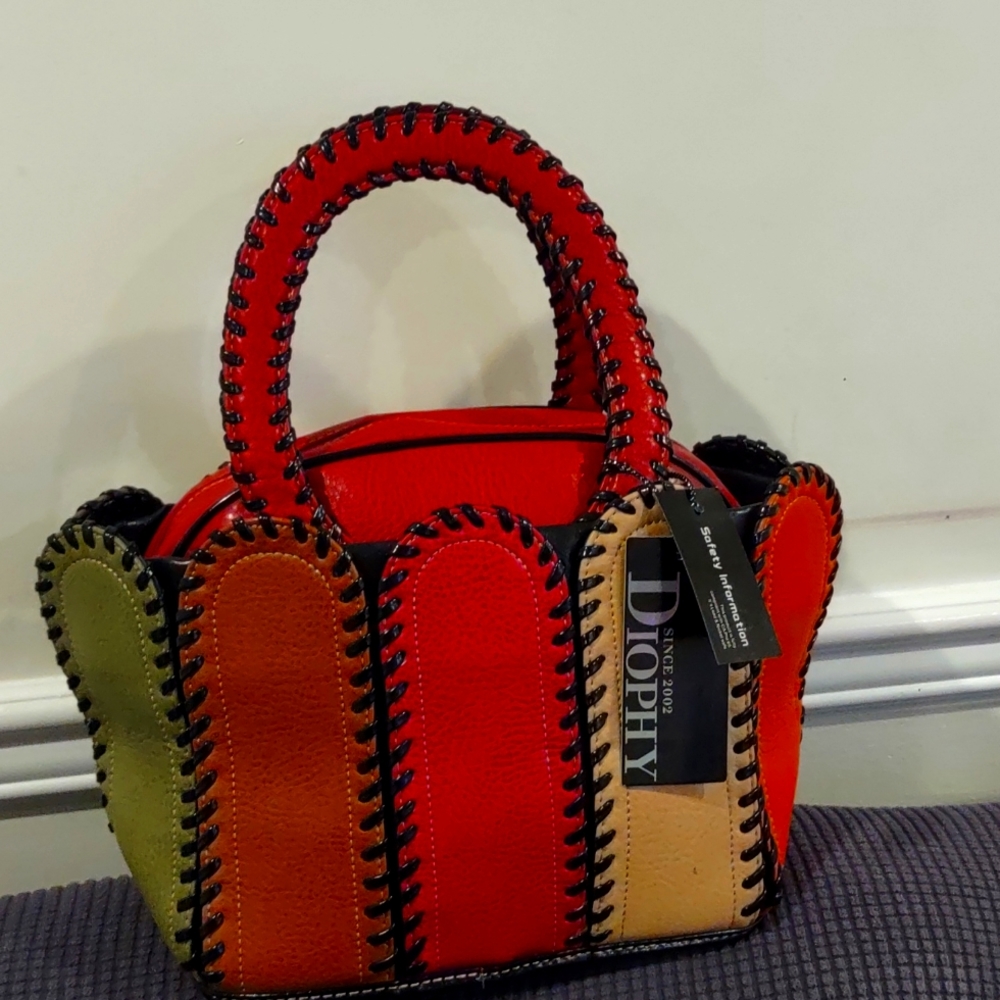 Multi colored vegan handbag
